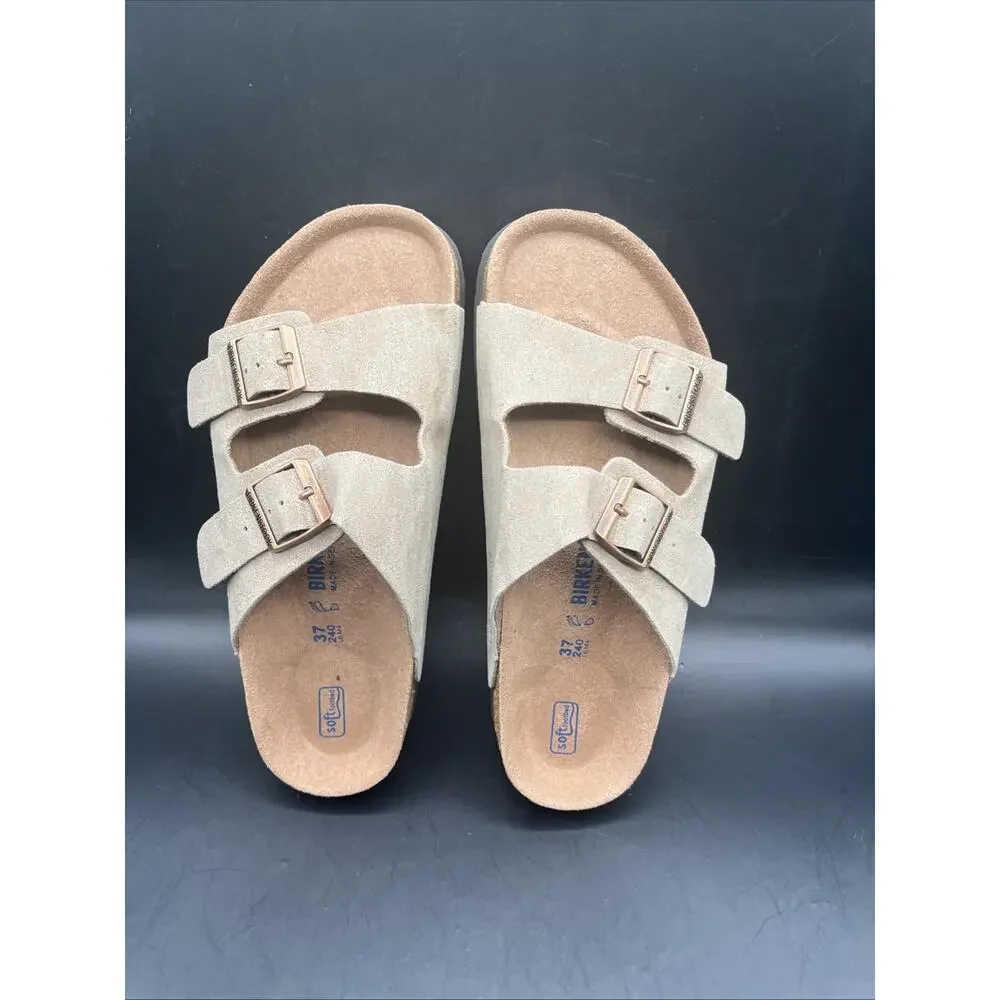 Birkenstock 2 straps adjustable sandals Flip Flops Sz 37 Ivory Beige NWOB US 9